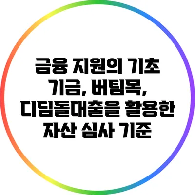 금융 지원의 기초: 기금, 버팀목, 디딤돌대출을 활용한 자산 심사 기준