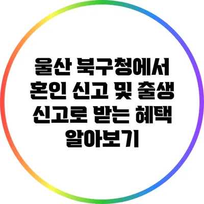 울산 북구청에서 혼인 신고 및 출생 신고로 받는 혜택 알아보기