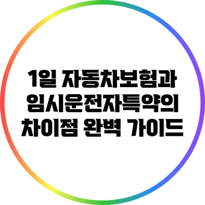 1일 자동차보험과 임시운전자특약의 차이점 완벽 가이드