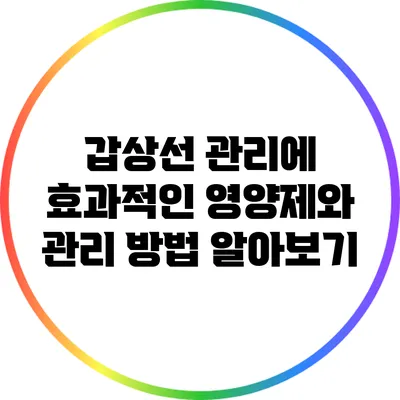 갑상선 관리에 효과적인 영양제와 관리 방법 알아보기