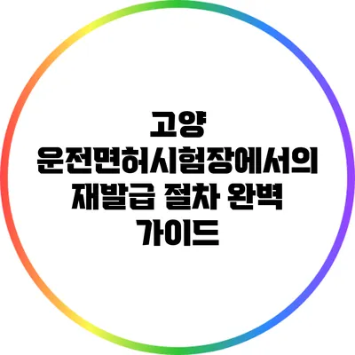 고양 운전면허시험장에서의 재발급 절차 완벽 가이드