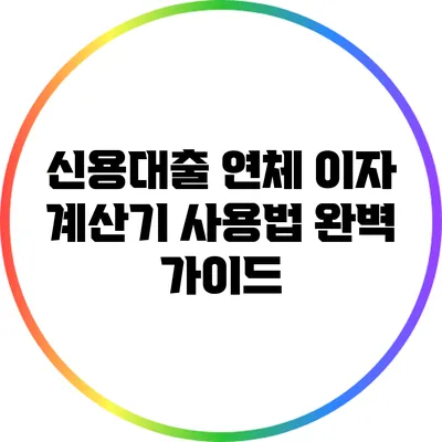 신용대출 연체 이자 계산기 사용법 완벽 가이드