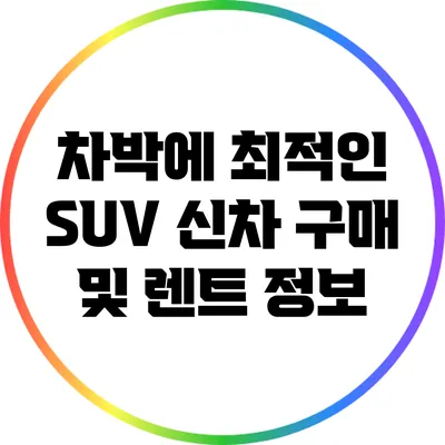 차박에 최적인 SUV 신차 구매 및 렌트 정보
