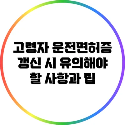 고령자 운전면허증 갱신 시 유의해야 할 사항과 팁