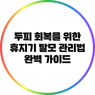 두피 회복을 위한 휴지기 탈모 관리법 완벽 가이드
