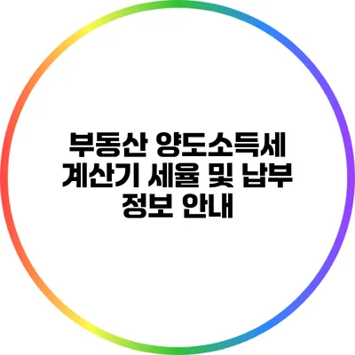 부동산 양도소득세 계산기: 세율 및 납부 정보 안내