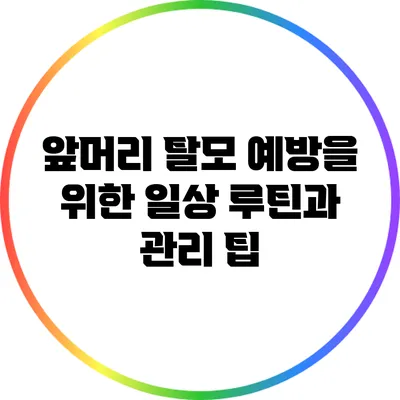 앞머리 탈모 예방을 위한 일상 루틴과 관리 팁