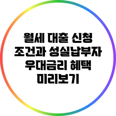 월세 대출 신청 조건과 성실납부자 우대금리 혜택 미리보기