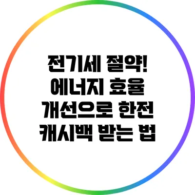 전기세 절약! 에너지 효율 개선으로 한전 캐시백 받는 법