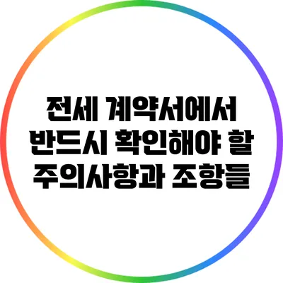 전세 계약서에서 반드시 확인해야 할 주의사항과 조항들