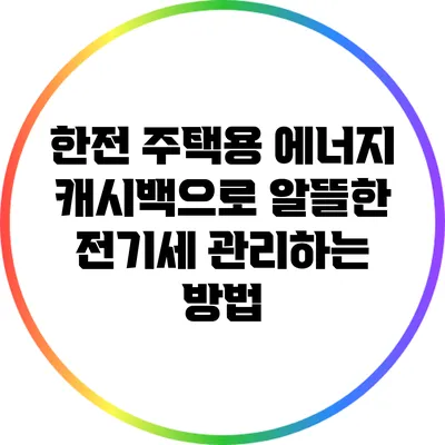 한전 주택용 에너지 캐시백으로 알뜰한 전기세 관리하는 방법