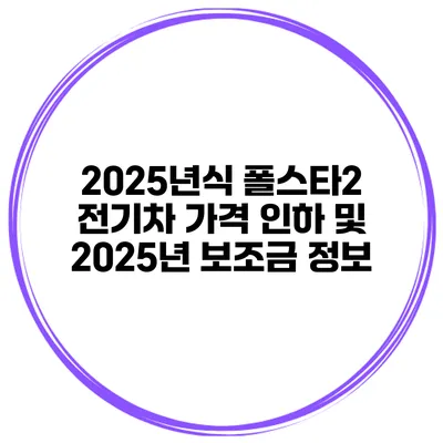 2025년식 폴스타2 전기차 가격 인하 및 2025년 보조금 정보