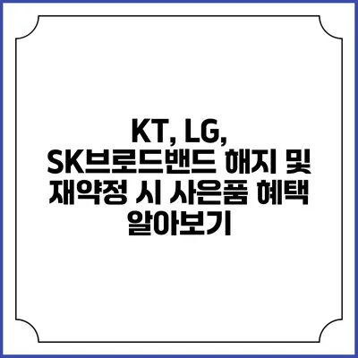 KT, LG, SK브로드밴드 해지 및 재약정 시 사은품 혜택 알아보기