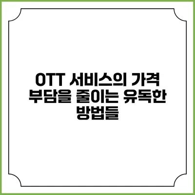 OTT 서비스의 가격 부담을 줄이는 유독한 방법들