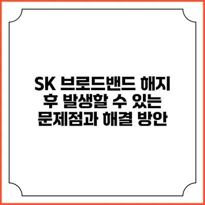 SK 브로드밴드 해지 후 발생할 수 있는 문제점과 해결 방안