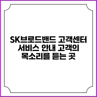 SK브로드밴드 고객센터 서비스 안내: 고객의 목소리를 듣는 곳