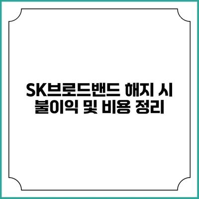 SK브로드밴드 해지 시 불이익 및 비용 정리