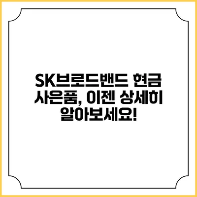 SK브로드밴드 현금 사은품, 이젠 상세히 알아보세요!