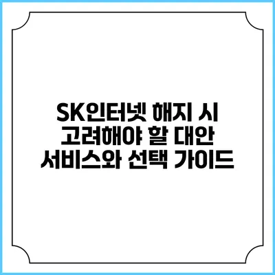 SK인터넷 해지 시 고려해야 할 대안 서비스와 선택 가이드