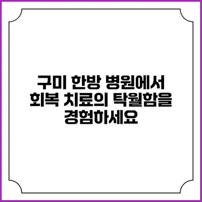 구미 한방 병원에서 회복 치료의 탁월함을 경험하세요