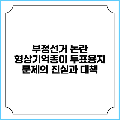 부정선거 논란: 형상기억종이 투표용지 문제의 진실과 대책
