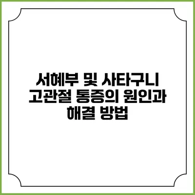 서혜부 및 사타구니 고관절 통증의 원인과 해결 방법