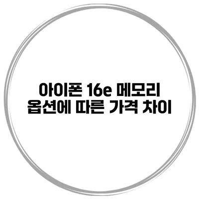 아이폰 16e 메모리 옵션에 따른 가격 차이