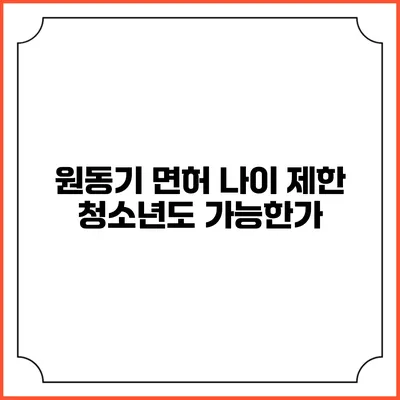 원동기 면허 나이 제한: 청소년도 가능한가?