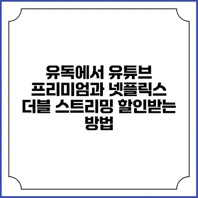 유독에서 유튜브 프리미엄과 넷플릭스 더블 스트리밍 할인받는 방법