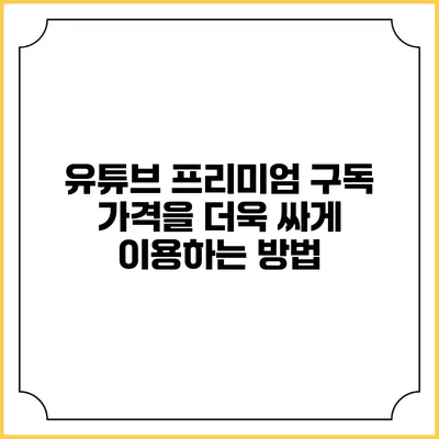 유튜브 프리미엄 구독 가격을 더욱 싸게 이용하는 방법