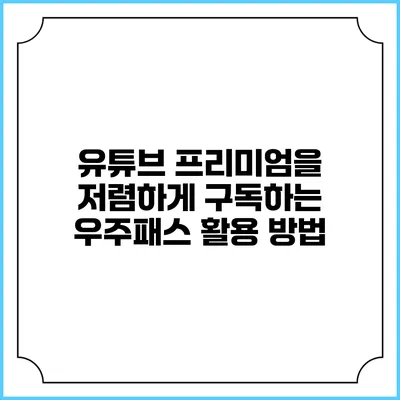 유튜브 프리미엄을 저렴하게 구독하는 우주패스 활용 방법