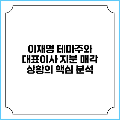 이재명 테마주와 대표이사 지분 매각 상황의 핵심 분석