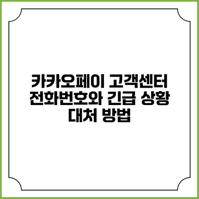 카카오페이 고객센터 전화번호와 긴급 상황 대처 방법