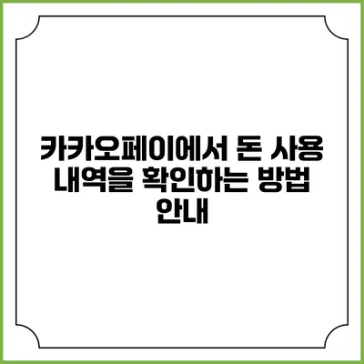 카카오페이에서 돈 사용 내역을 확인하는 방법 안내