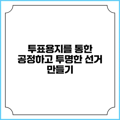 투표용지를 통한 공정하고 투명한 선거 만들기