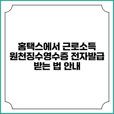 홈택스에서 근로소득 원천징수영수증 전자발급 받는 법 안내