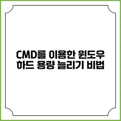 CMD를 이용한 윈도우 하드 용량 늘리기 비법