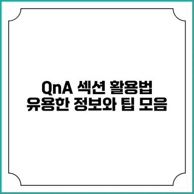 QnA 섹션 활용법: 유용한 정보와 팁 모음