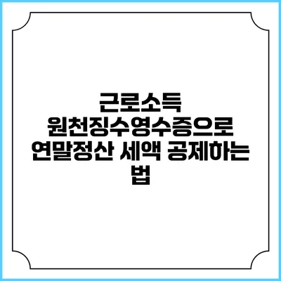 근로소득 원천징수영수증으로 연말정산 세액 공제하는 법