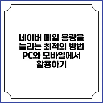 네이버 메일 용량을 늘리는 최적의 방법: PC와 모바일에서 활용하기