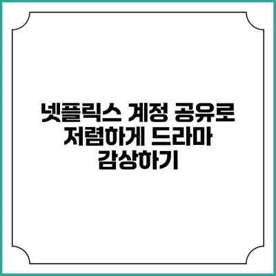 넷플릭스 계정 공유로 저렴하게 드라마 감상하기