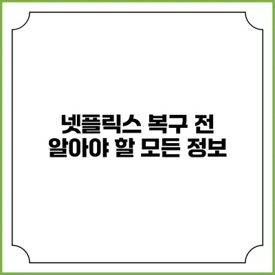 넷플릭스 복구 전 알아야 할 모든 정보