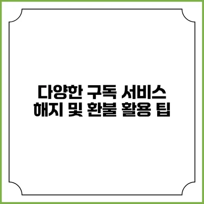 다양한 구독 서비스 해지 및 환불 활용 팁