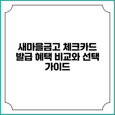 새마을금고 체크카드 발급 혜택 비교와 선택 가이드
