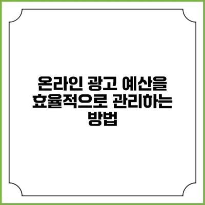 온라인 광고 예산을 효율적으로 관리하는 방법