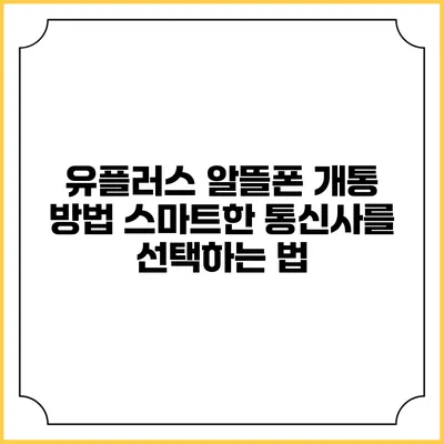 유플러스 알뜰폰 개통 방법: 스마트한 통신사를 선택하는 법