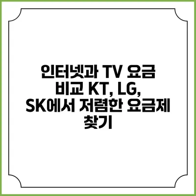 인터넷과 TV 요금 비교: KT, LG, SK에서 저렴한 요금제 찾기