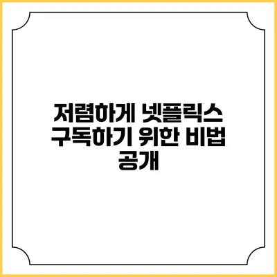 저렴하게 넷플릭스 구독하기 위한 비법 공개