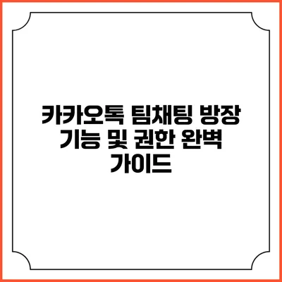 카카오톡 팀채팅 방장 기능 및 권한 완벽 가이드