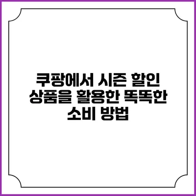 쿠팡에서 시즌 할인 상품을 활용한 똑똑한 소비 방법